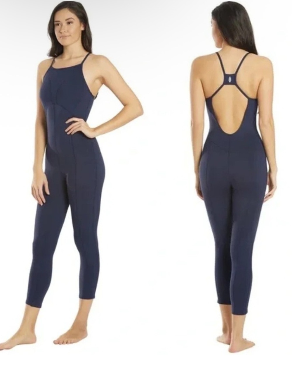 FP Movement by Free People Side To Side Navy Strappy Jumpsuit Size‎ L